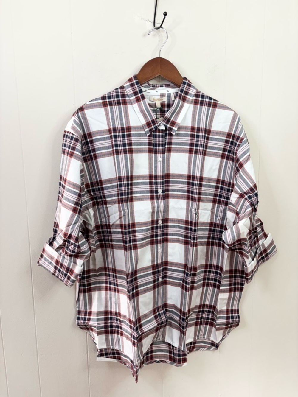 Barbour bethwin shirt plaid check button down size 14 new
